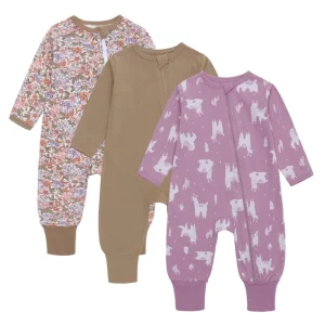 3 Pack Jumpsuit Long Sleeve Zipper One Piece Romper Soft Cotton Baby Girl Clothing Sets