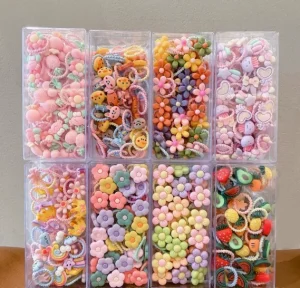 30Pcs Box Kids High Elasticity Rubber Band Cute Sweet Resin Fruit Baby Elastic Hair Ties Hair Rope for Girls Hair Accessories