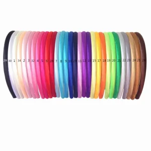 30pcs 1cm Satin Fabric Covered Resin Hairband 30 Colors Children Fabric Wrapped Headband Kids Headwear Hair Accessories