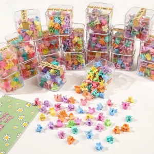 30pcs Little Girl Hair Grips for Fine Hair Mixed Color Claw Clips Small Kids Women Thick Cute Hair Accessories Flower Shape