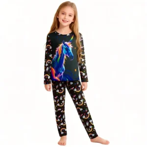 3D Printed Kids Pajamas Fluorescent Luminous Long Sleeve Sleepwear