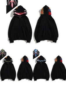 3D Printed Zipper Hoodie Shark Ape Head Loose Camouflage Winter