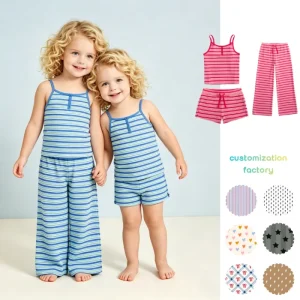 3PCS Toddler Girls Striped Casual Outfit Set Sleeveless Tank Top + Wide Leg Pants + Shorts Kids Summer Mix & Match Clothing Set