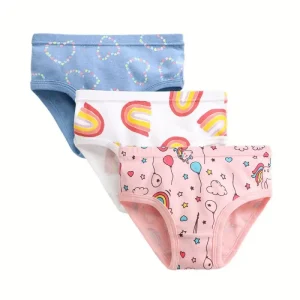 3Pcs Cartoon Kids Girl 2-8Y Baby Underpants Briefs 100% Cotton Little Girls Underwear Panties