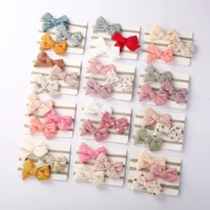 3Pcs set Baby Headband for Girls Elastic Muslin Cotton Baby Bows Soft Nylon Kids Headwear Hair Accessories