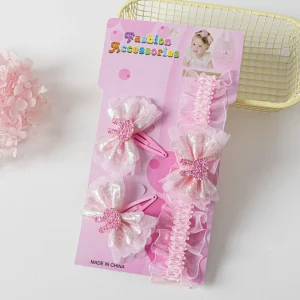 3pcs Lovely Cartoon Rabbit Ear Headband Hair Clips Set for Girl Children Sweet Princess Handmade Bow Hairpins Hair Accessories