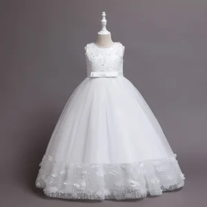 4-15 Years Kids Dress Flower Long Lace Elegant Teenagers Ball Gowns Dresses Girl Party Evening Bridesmaid Princess Clothing