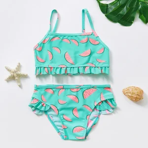 4 16 Years Children’s Floral Girls Swimsuit Two Piece Swimwear Kids Beachwear Sleeveless Bathing Suit for Baby Girls
