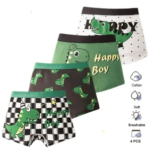 4 Pcs Set Kids Boys Underwear Cotton Children Boxer Shorts Dinosaur Cartoon Child Panty Breathable Boys Boxers Briefs Trunks
