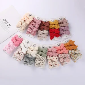 4 Piece Set Muslin Elastic Band Children Cute Hair Accessories Soft Headdress Gift Hair Claw Clips for Girl