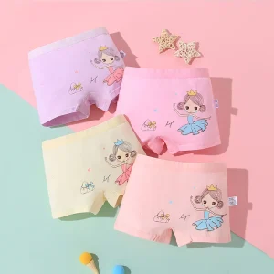 4 pieces Cotton Boxer Girls Children’s Shorts Big Kids Cartoon Cotton a Class Baby Students 3 13 Years Old Girls Underwear