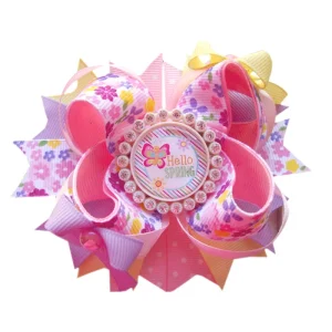 4.5” Cartoon Character Boutique Hair Bows Clips for Kids Girls Stitch Hair Accessories Decorations Made of Ribbon