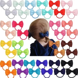 40 Colors Baby Girls Hair Bows Tie Elastics Rubber Ribbon Hair Bands Accessories for Baby Girls Kids Children