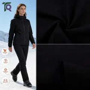 40D Nylon Woven 4-Way Stretch 3-in-1 Bonded Fleece Fabric 332GSM Waterproof Windproof Lightweight for Boys Girls Outdoor