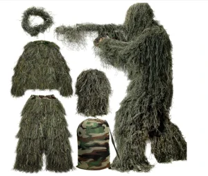 5 in 1 Ghillie Suit Selling Outdoor Geely Clothing Hidden Protective Halloween 3D Camouflage Hunting Apparel