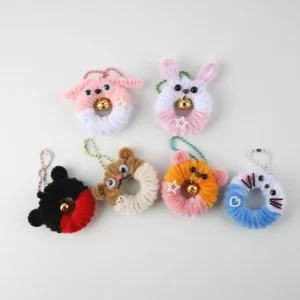 50 Piece Chenille Stems with 10 Colors + Accessories 3D Animal Face Keychain DIY Craft Kit for Kids Birthday