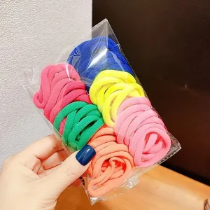 50pcs bag Fashion Girls Kids Hair Accessories 4cm No Hurt Candy Color Rubber Band Seamless Elastic Hair Bands