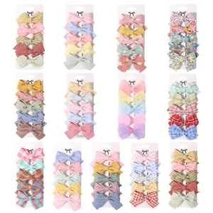 5PCS/Set Stylish Korean Ribbon Hair Bow Tie Metal Clip for Girls Kids Babies Hair Decoration Accessories