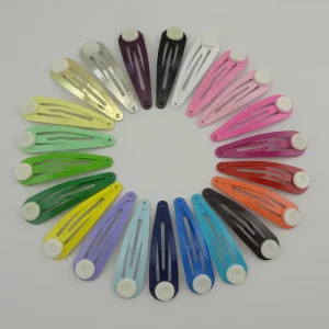5cm Colorful Tear Drop Metal Snap Hair Clips with Pads Plain Hairpins for DIY Hair Bows Kids Hair Accessories