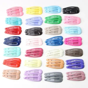 5cm Enamel Colorful Plain Tear Drop BB Hairpins Iron Metal Snap Hair Clips for Kids Girls Sweet Style Boutique Hair Accessories