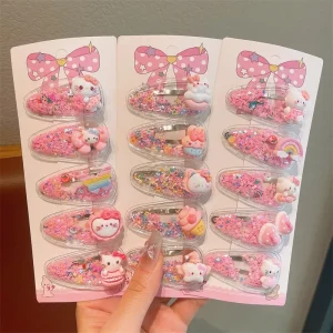 5pcs Cartoon Children Hair Clips Jewelry Cat Bow Heart Hairpins for Girls Kids Princess Hair Accessories Gift