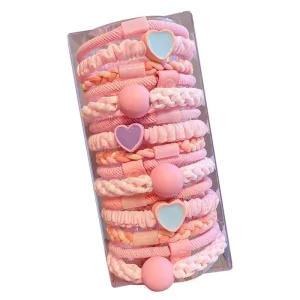 5piecs Large Colored Korean Style Baby pink Hair Accessories Colorful Girls Rubber Hair Ties