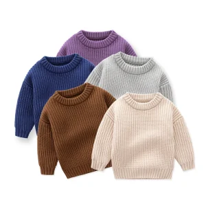 6 24M Ins Top Baby Neck Warm Soft Sweater Infant Toddler Boy Girls Loose Knit Cardigan Winter Autumn Cotton Clothes