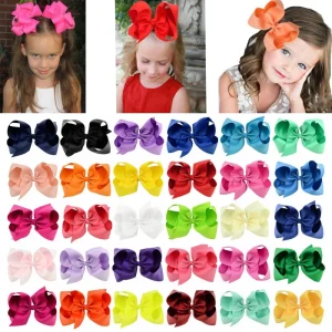 6″ Big Hair Bows Popular Accessories Gifts Hair Accessories in Solid Colors for Babies Fine Hair Toddlers Teens