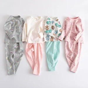 60 Days OEM ODM Long Sleeve Kids Pajama Snug Fit Apparel Comfortable Cotton Pajama Set Girls 2pc Pajama Set Girls Sleepwear