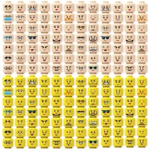 66PCS Kids DIY MOC Mini Figure Head Face Accessories Building Block Minifigs