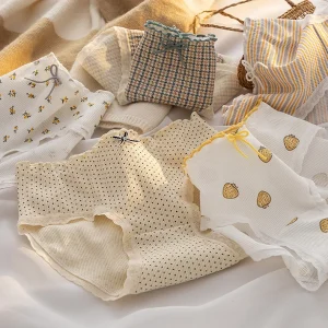 6Pcs Lot Cotton Underwear Cute Knot Soft Breathable Briefs Cute Young Panties Solid Girl Women Clothes 0604