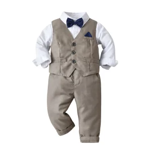 7-8 Years Boy Dress Onam Dress Suits Vest Classic Versatile Birthday Boys Little Boy Wedding Outfit