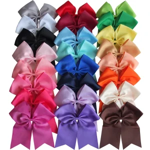 7 Inch Hair Cheer Leading Bow Clips Barrettes Hairbow Hair Accessories for Kids Baby Girls Women