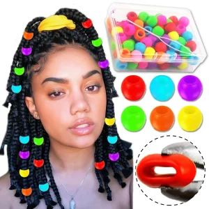 70 PCS Soft Silicone Hair Beads for Braids Kids Colorful Dreadlocks Hair Accessories