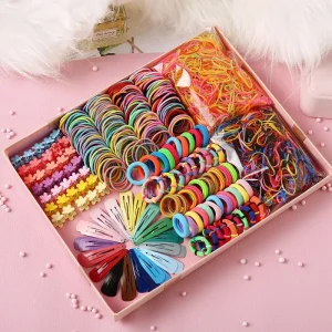 780 Piece Set Mixed Color Little Girl Elastic Hair Band Hair Claws and Clip Girls Accessories