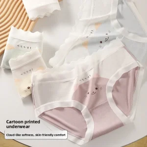 7A Bear Primary Middle School Students 10 18 Years Old Girls Underwear Cotton Mid rise Anti Bacterial Cartoon Crotch