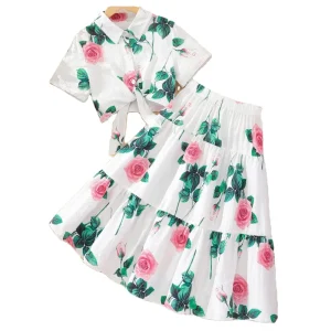 8-12 Years Children Dress Summer 2 Piece Sets Girl Clothing Set Dresses for Girls of 10 Years Old