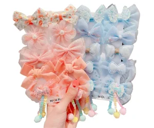 8 Pcs Set Boutique Hair Clip Teenager Toddlers Kids Accessories Princess Cute Sweet Baby Girl Bow Hair Clip Hair Claw Clips