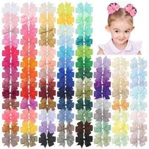 89 Colors 3 Inch Solid Grosgrain Ribbon Bows Hair Clip Girls’ Boutique PinWheel Hairgrips Kids Hair Accessories