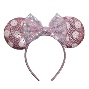 9.5 CM Dots Pink Mouse Ears Headband Women Sequin Bow Hair Bands for Girls DIY Hair Accessories Kid Gift