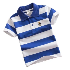95% Cotton Stripe Polo T-shirts Boys Kids Boutique Clothing Ages 4-14 Years Summer