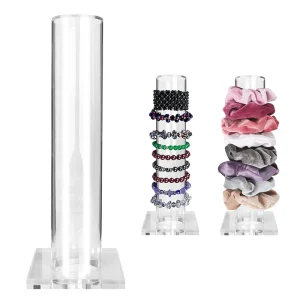 Acrylic Scrunchie Holder Stand Girls Bracelet Display Organizers Hair Scrunchy Cylinder Bracelets and Scrunchies Holder