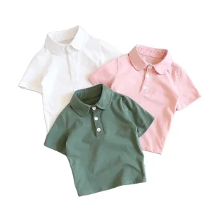 Adult Toddler Polo Short Sleeve T shirt Cotton Unisex Summer Solid Color Breathable Thin Tee