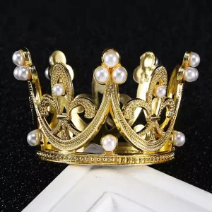 Alloy Plastic Vintage Queen Tiara Mini Topper Crown Rhinestone Pearl Tiara Crown Kids Birthday Accessories