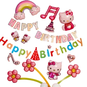 Aluminum Balloon Set for Happy Birthday Kids Birthday Party Background Wall Decoration Accessories Girls Babies First Birthday