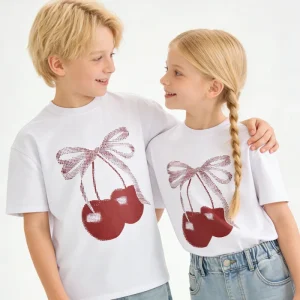American style Letter printed Unisex Boys and Girls Short Sleeve T shirts Breathable Oversize Cotton T shirts Kids Clothes