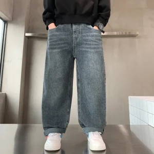 Annshine Fashion Boys’ Jeans New Spring Autumn Wide leg Children’s Boys’ Casual Trousers Stylish Youth Pants