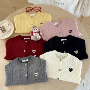 Autumn Baby Cardigan Knitted Embroidered Cardigan Sweater for Children Girls Sweater Outerwear