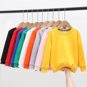 Autumn Casual 100% Cotton Crewneck Sweatshirt Toddler Children Boys Solid Color Long-sleeved Sweatsuit Kids Hoodies