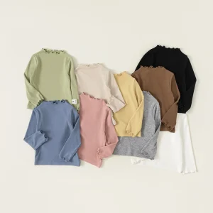 Autumn Children’s Casual Bottom Long Sleeve Girls Top Kid Simple Solid Color Shirt Baby Girls Clothes